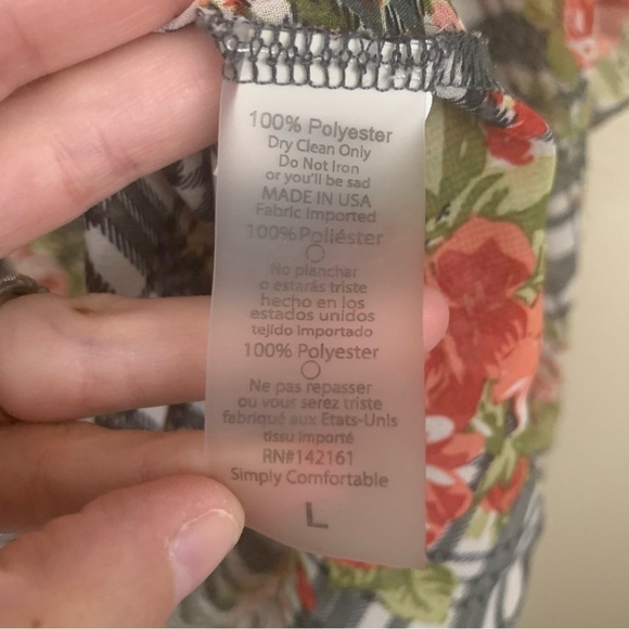 Lularoe Shirley Boho Plaid Floral Sheer Kimono Cover Up Size L - Picture 4 of 4